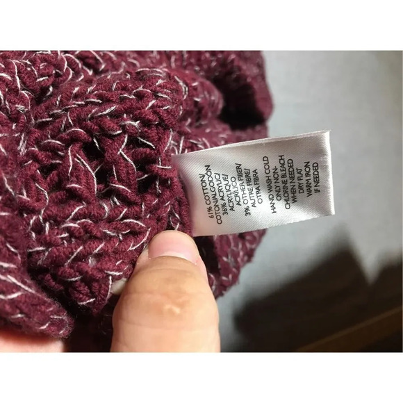 Womens Loft Sweater Red White Knit Petite Transitional Maroon - Picture 5 of 5